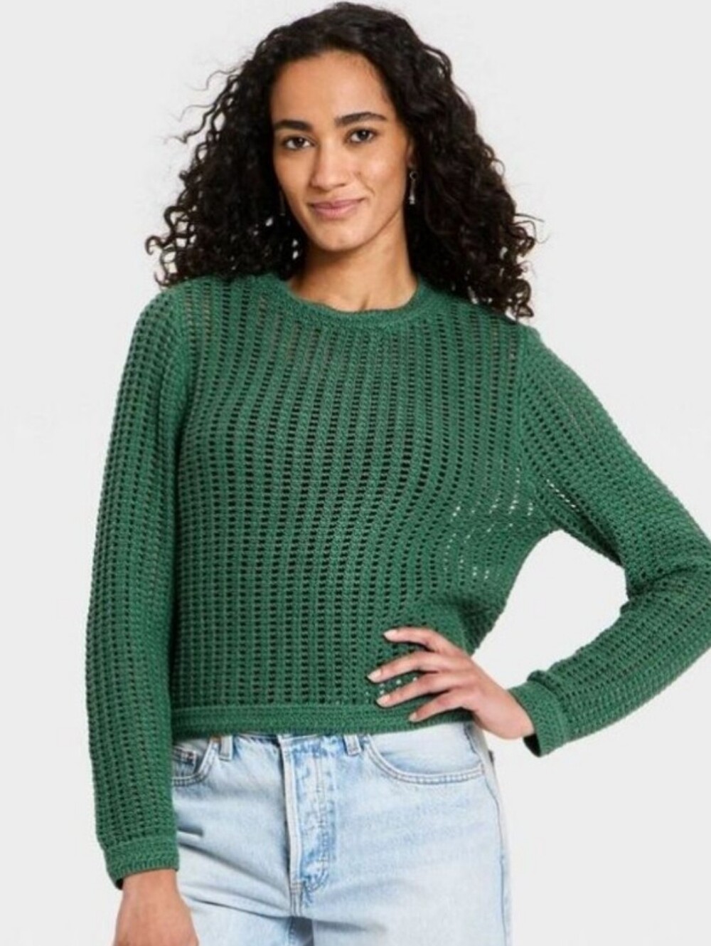 Universal Thread Green‎ Crotchet Sweater Size Large